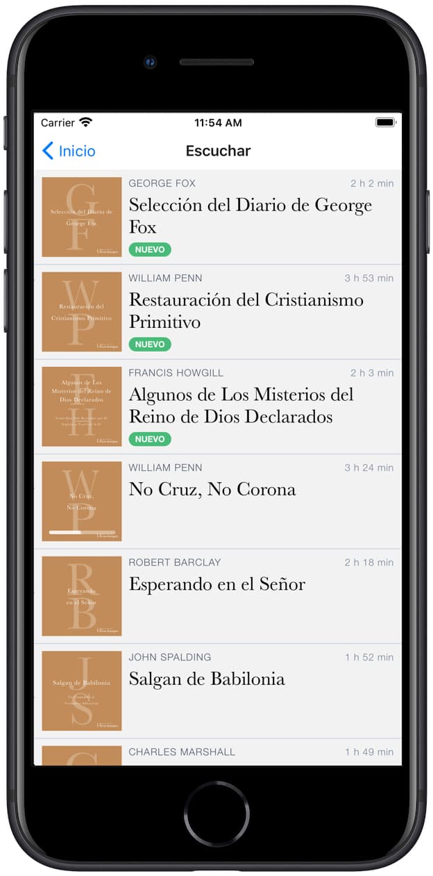 Captura de la pantalla de audiolibros de la aplicación de la Biblioteca de  Amigos