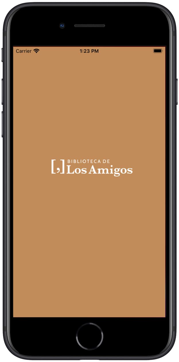Captura de la pantalla de carga de la aplicación de la Biblioteca de Amigos